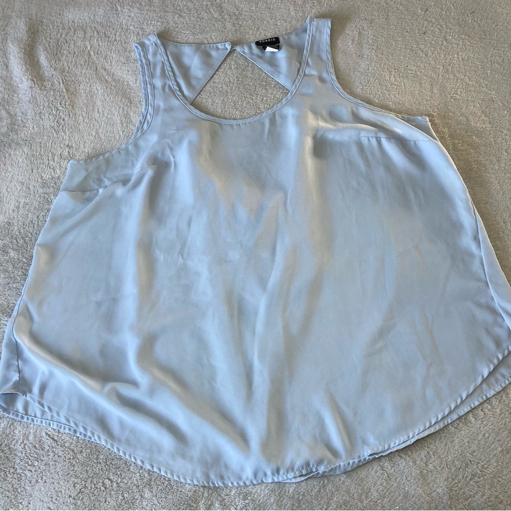 Torrid Light Weight Open Back Flowy baby Blue Tank Size 1